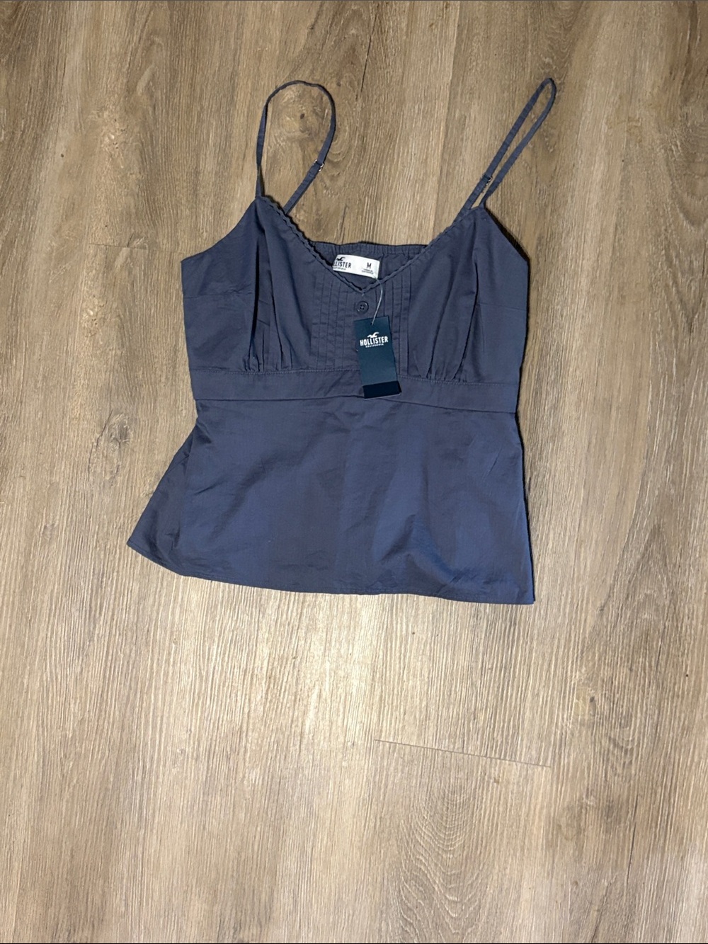 Hollister Navy Ruched Bust Spaghetti Strap Tank